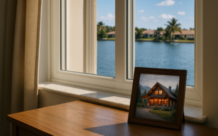 A photo of two homes in different climates